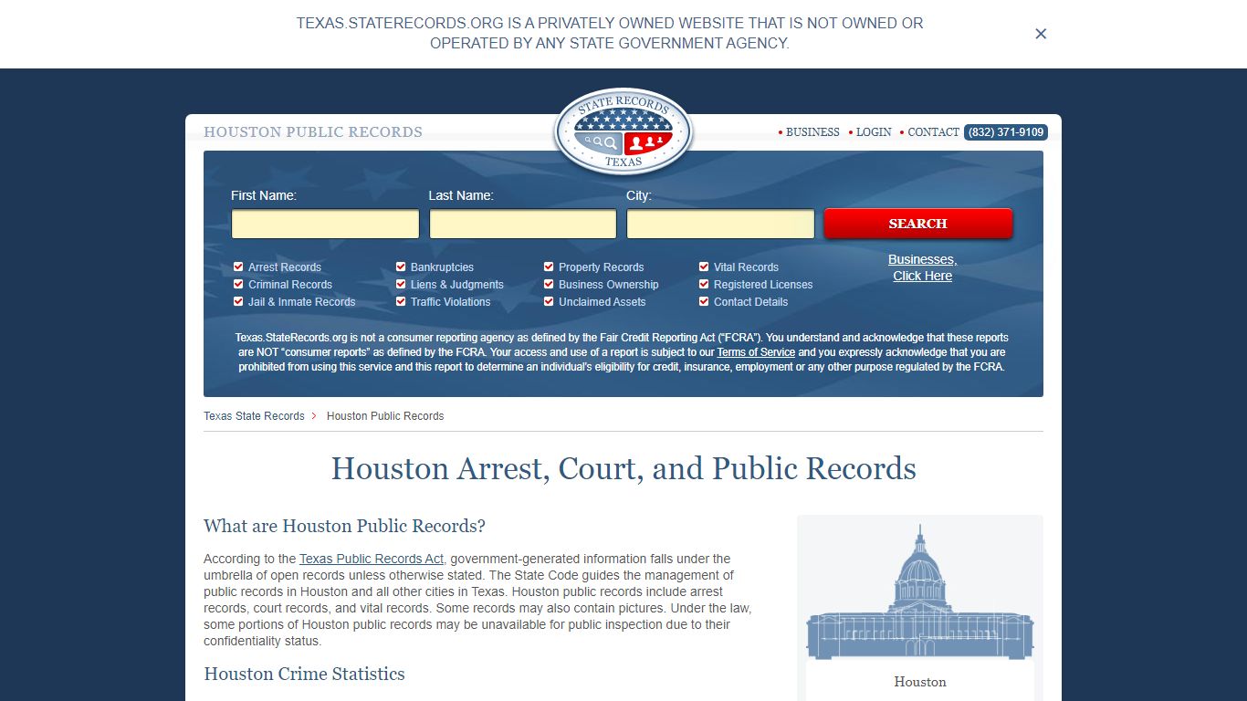 Houston Arrest and Public Records | Texas.StateRecords.org